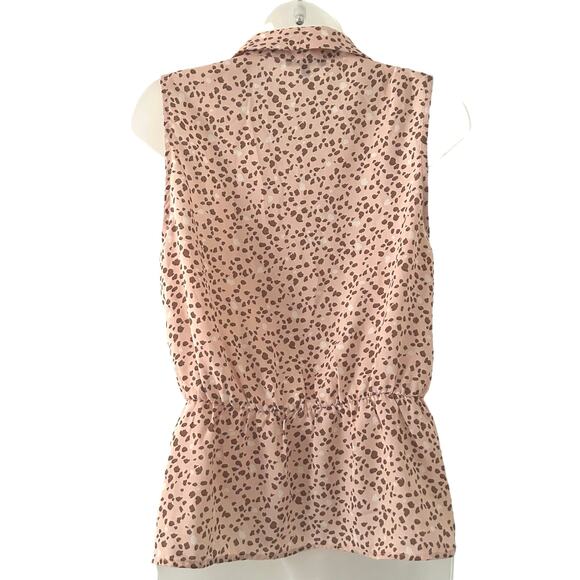 Pleione Women's Collared Pink Animal Print Peplum Wrap Top XS NWOT - Picture 8 of 10